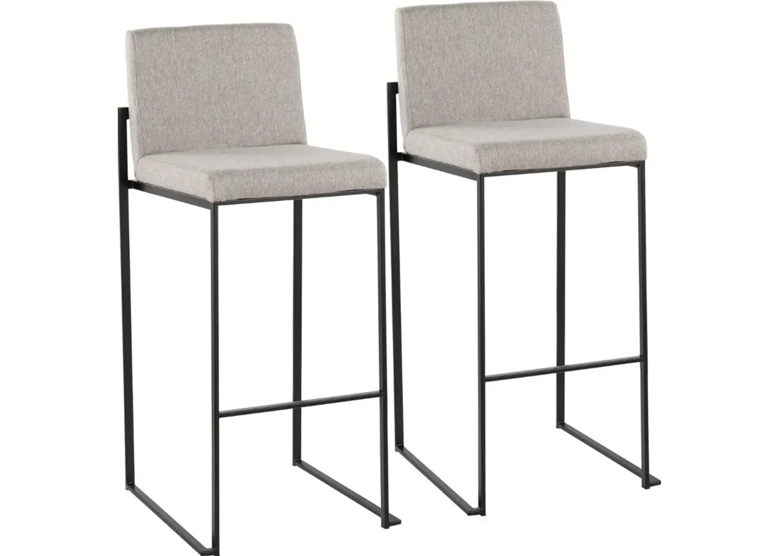 Fuji Black and Light Gray Bar Stool, Set of 2