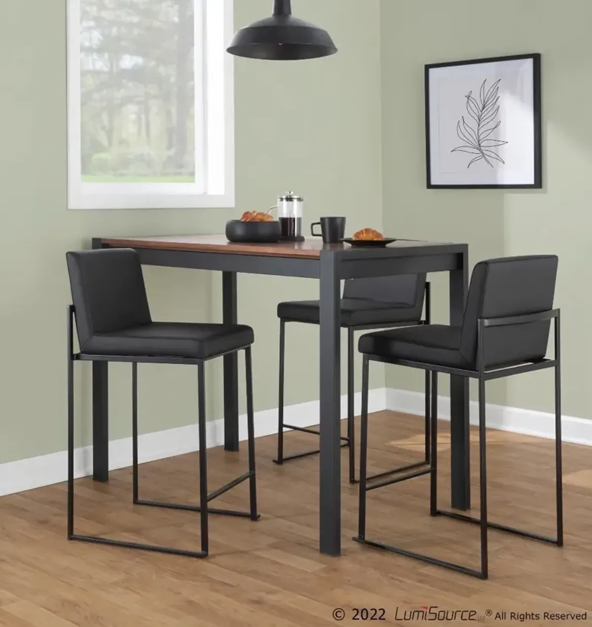 Fuji Black Counter Height Stool, Set of 2