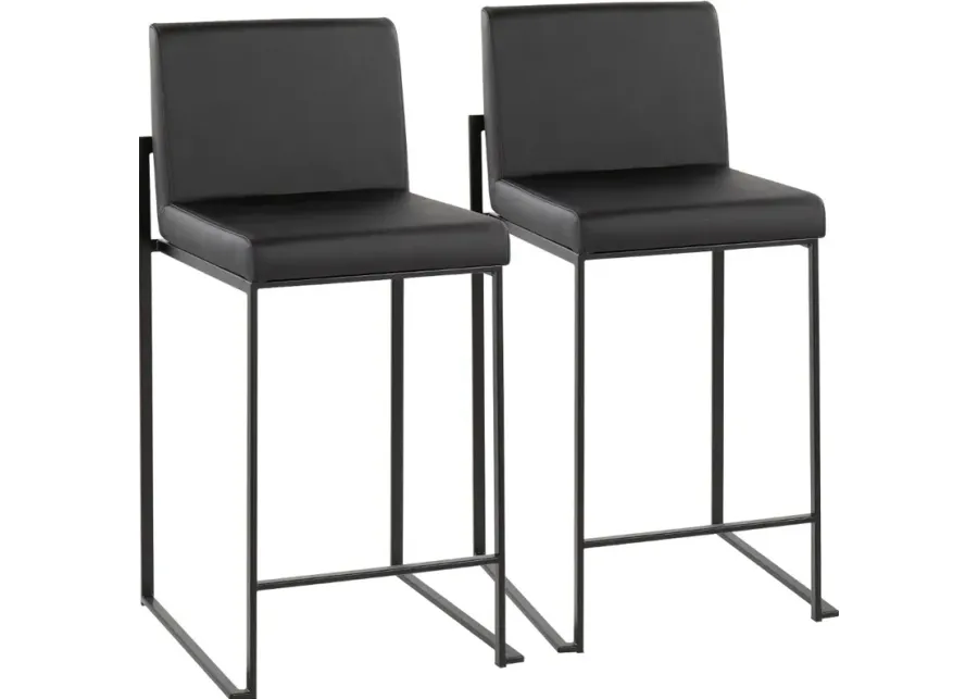 Fuji Black Counter Height Stool, Set of 2