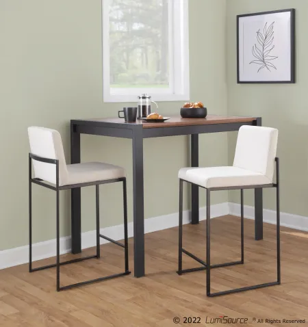 Fuji Black and Beige Counter Height Stool, Set of 2