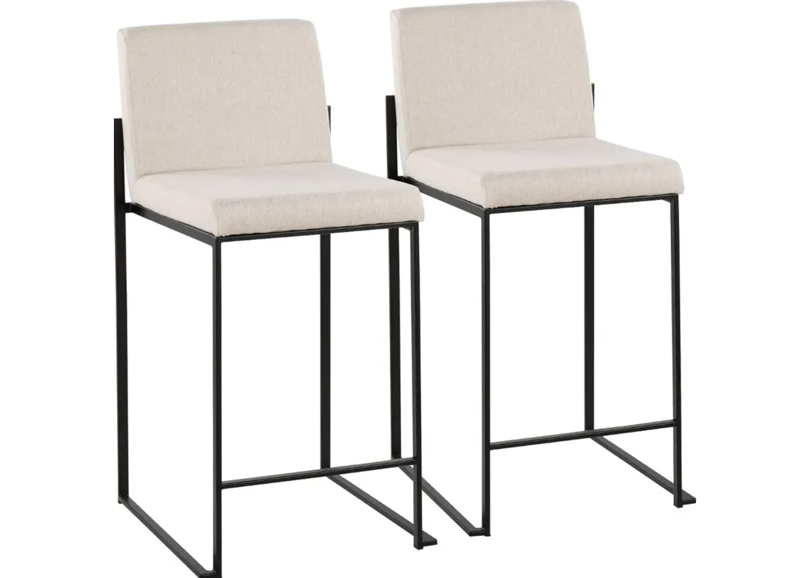 Fuji Black and Beige Counter Height Stool, Set of 2