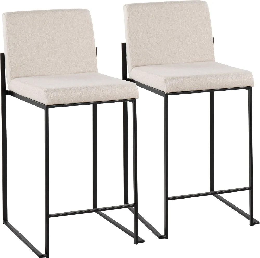 Fuji Black and Beige Counter Height Stool, Set of 2