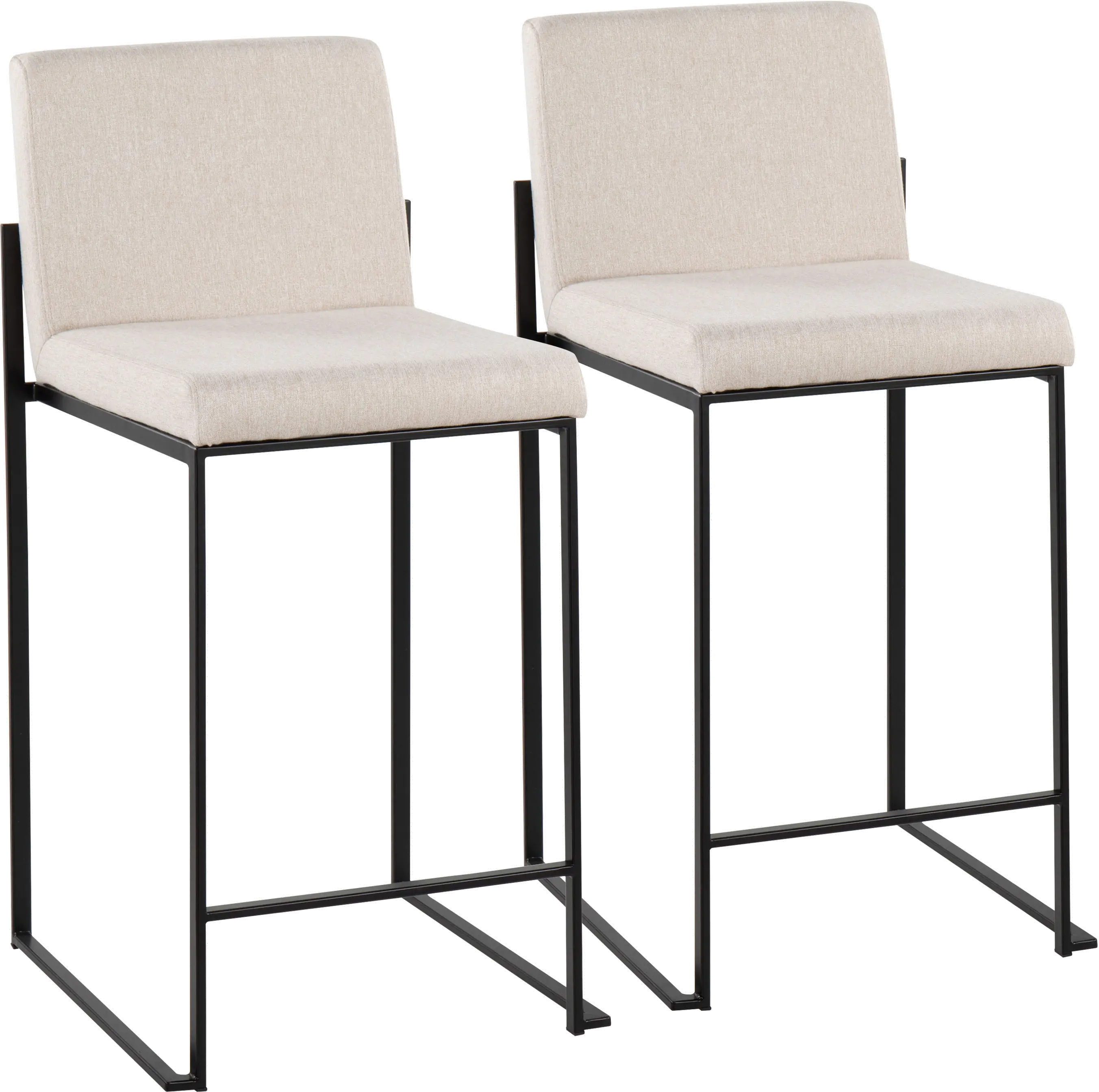 Fuji Black and Beige Counter Height Stool, Set of 2