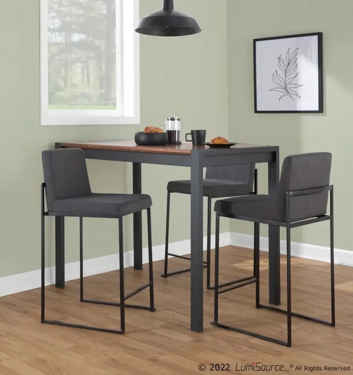 Fuji Black and Charcoal Counter Height Stool, Set of 2