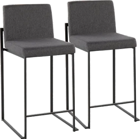Fuji Black and Charcoal Counter Height Stool, Set of 2