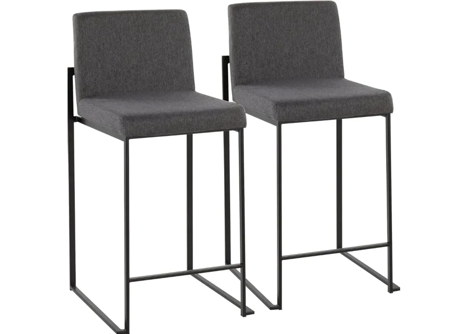 Fuji Black and Charcoal Counter Height Stool, Set of 2