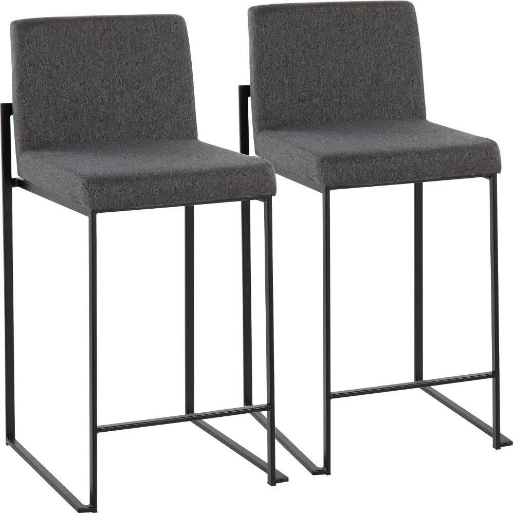 Fuji Black and Charcoal Counter Height Stool, Set of 2