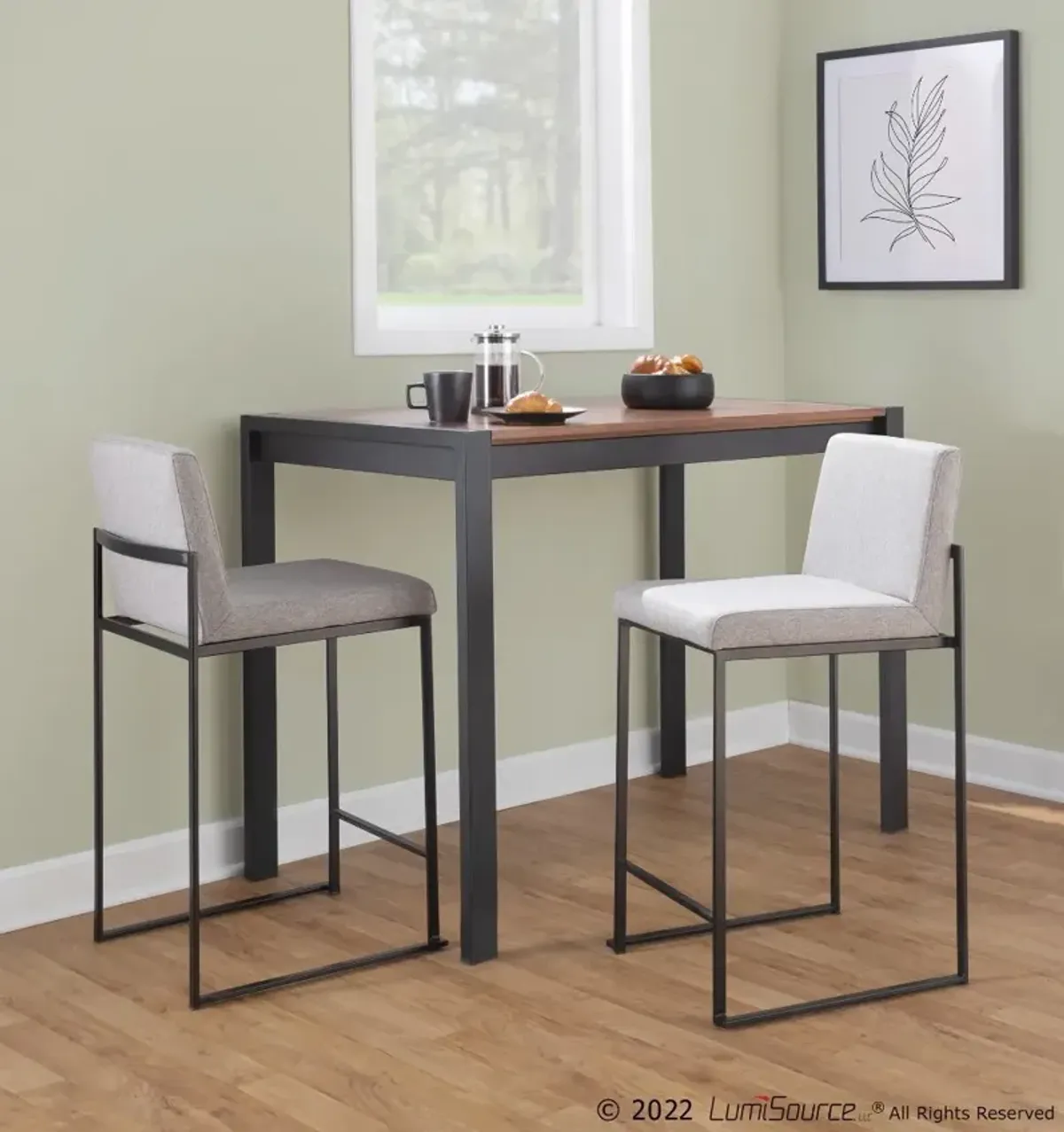 Fuji Black and Light Gray Counter Height Stool, Set of 2