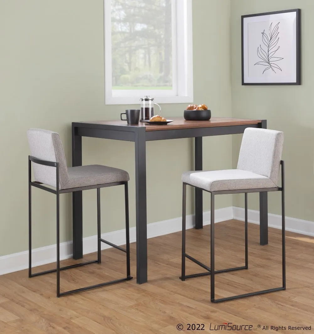 Fuji Black and Light Gray Counter Height Stool, Set of 2