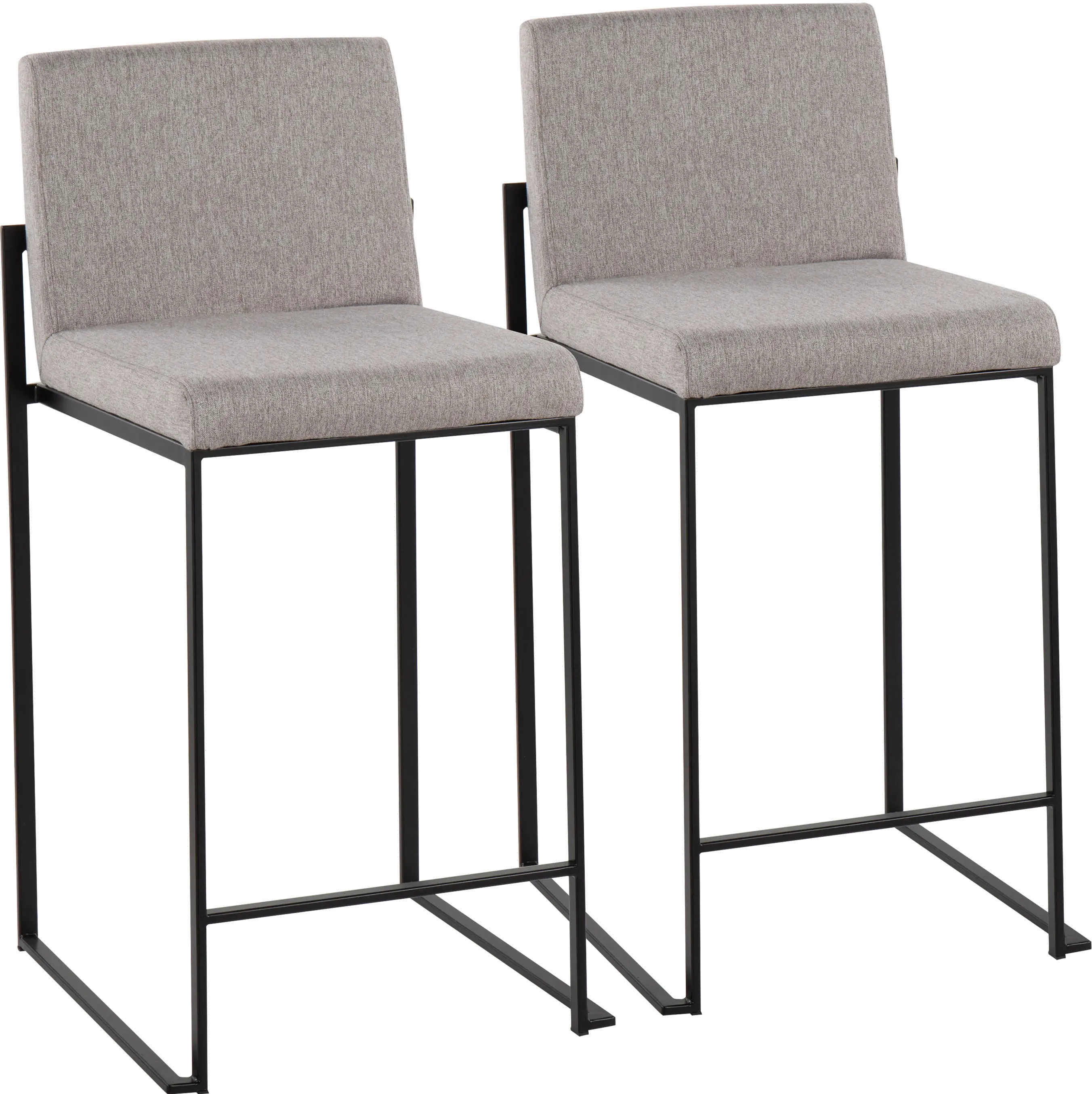 Fuji Black and Light Gray Counter Height Stool, Set of 2