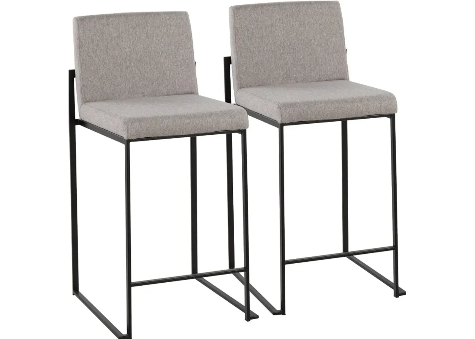 Fuji Black and Light Gray Counter Height Stool, Set of 2