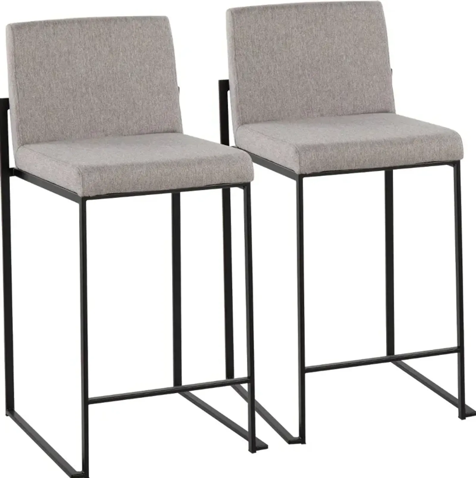 Fuji Black and Light Gray Counter Height Stool, Set of 2