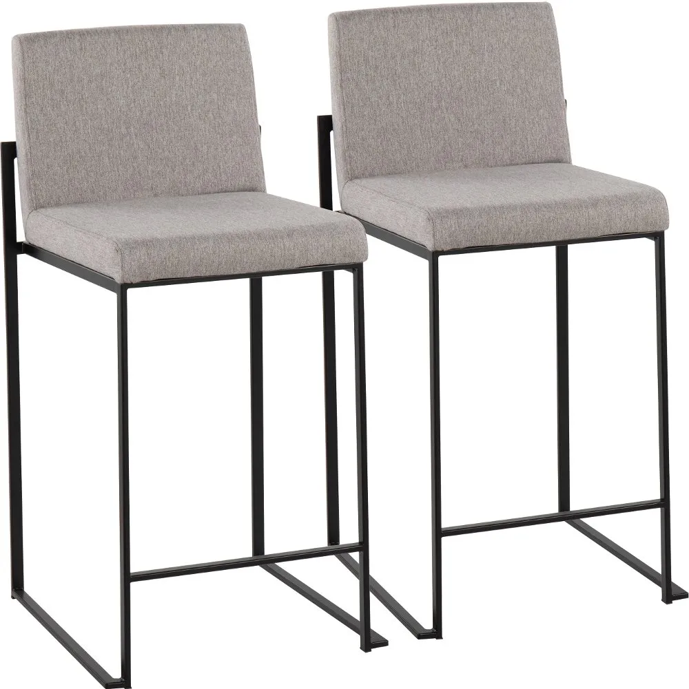 Fuji Black and Light Gray Counter Height Stool, Set of 2