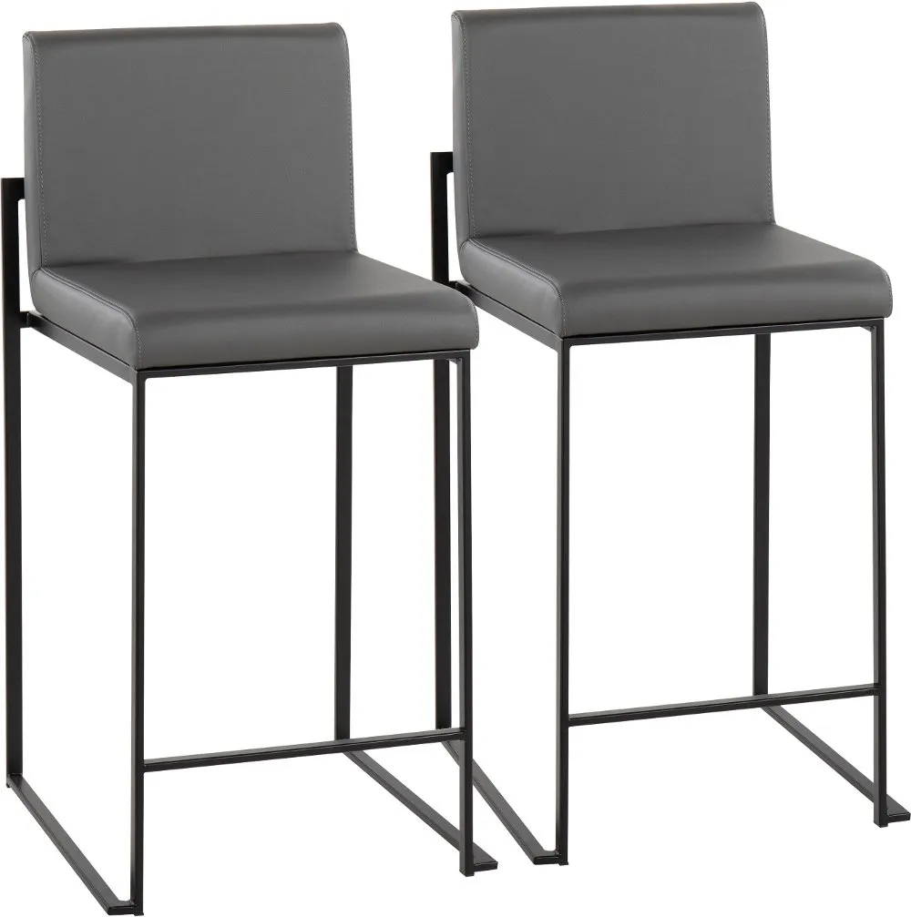 Fuji Black and Gray Counter Height Stool, Set of 2