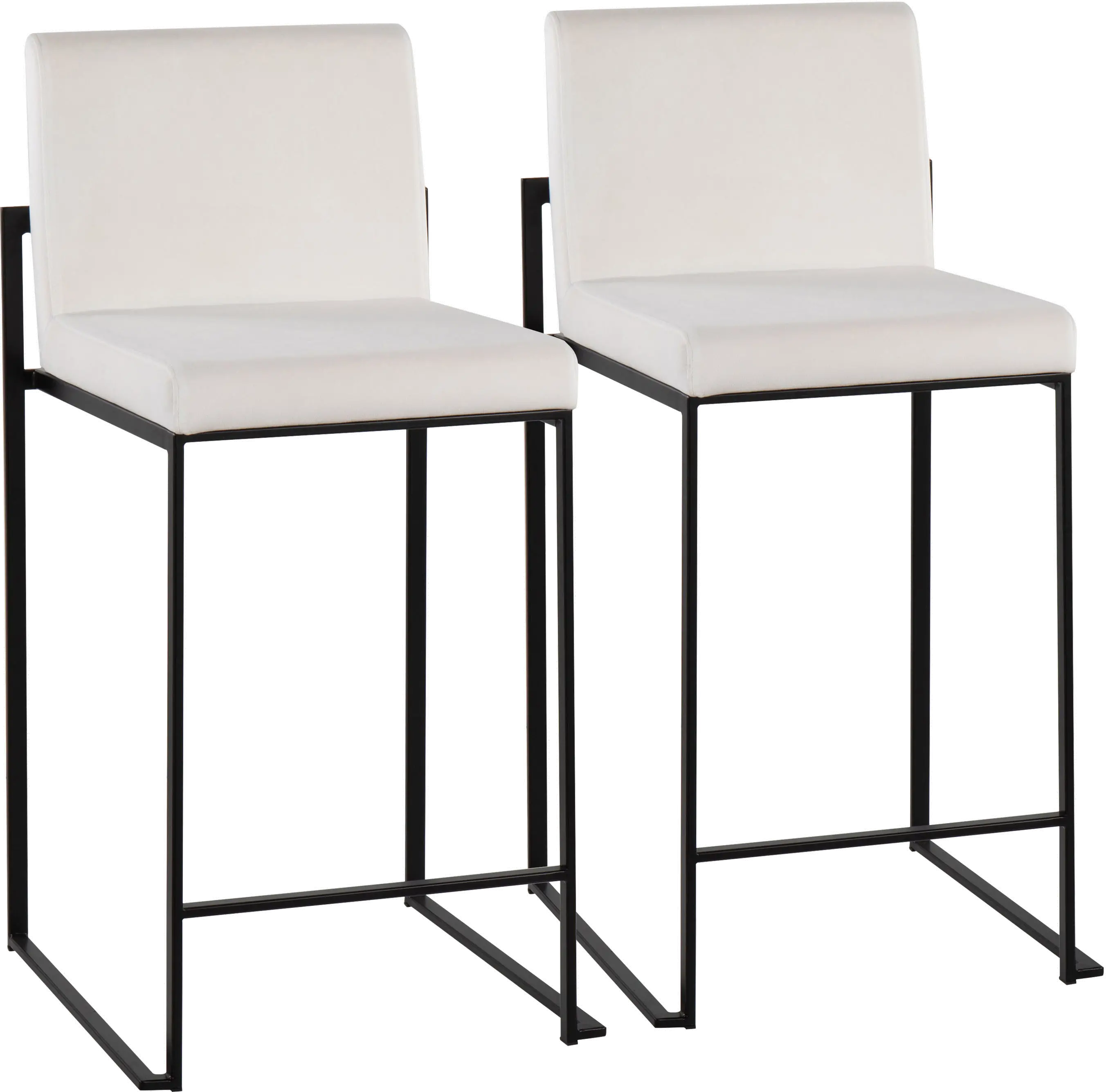 Fuji Black and White Velvet Height Stool, Set of 2