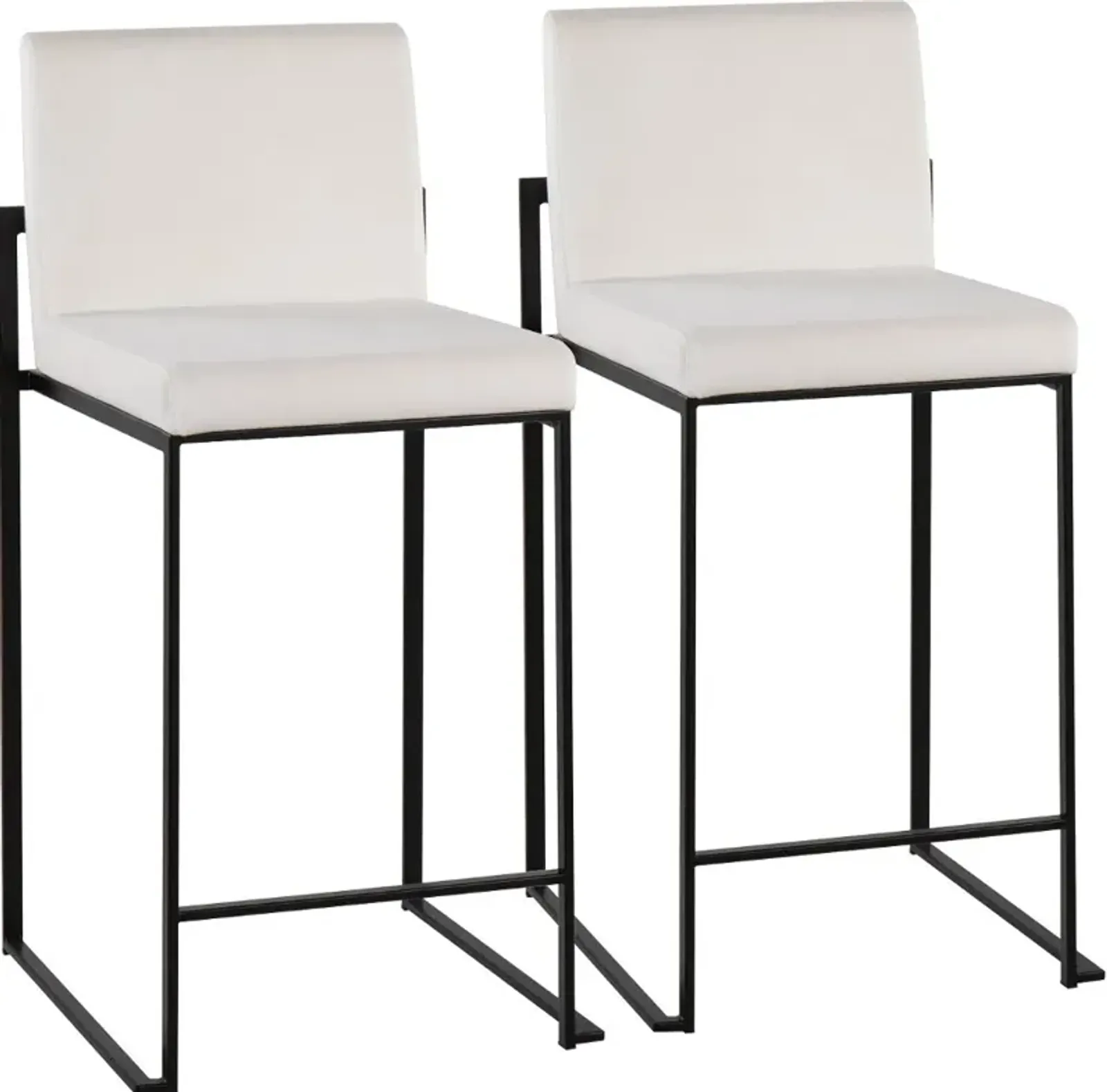 Fuji Black and White Velvet Height Stool, Set of 2