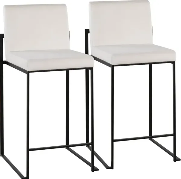 Fuji Black and White Velvet Height Stool, Set of 2