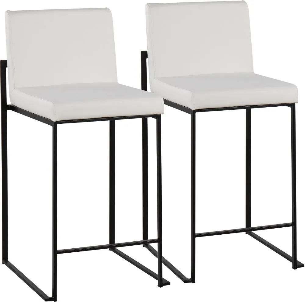 Fuji Black and White Counter Height Stool, Set of 2