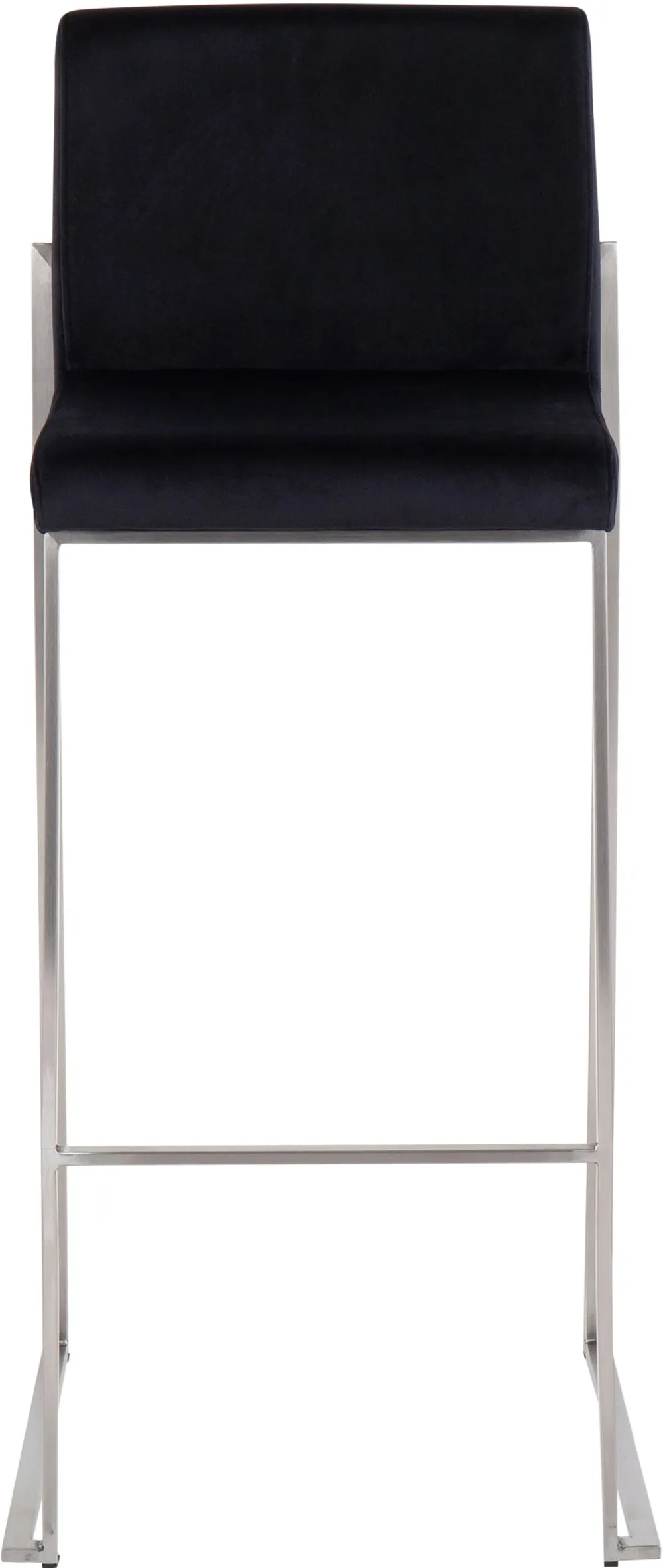 Fuji High Back Stainless & Black Velvet Barstools, Set of 2