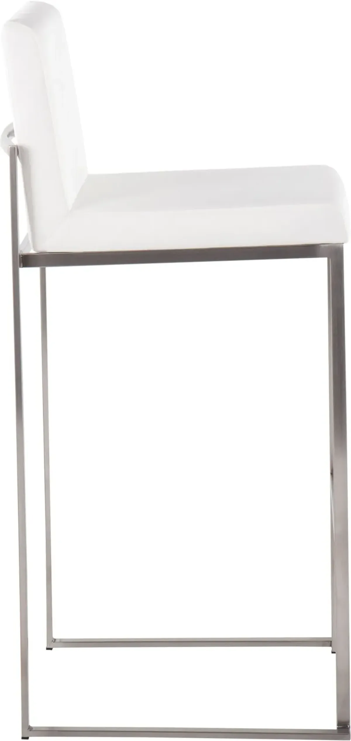 Fuji High Back Stainless & White Velvet Barstools, Set of 2