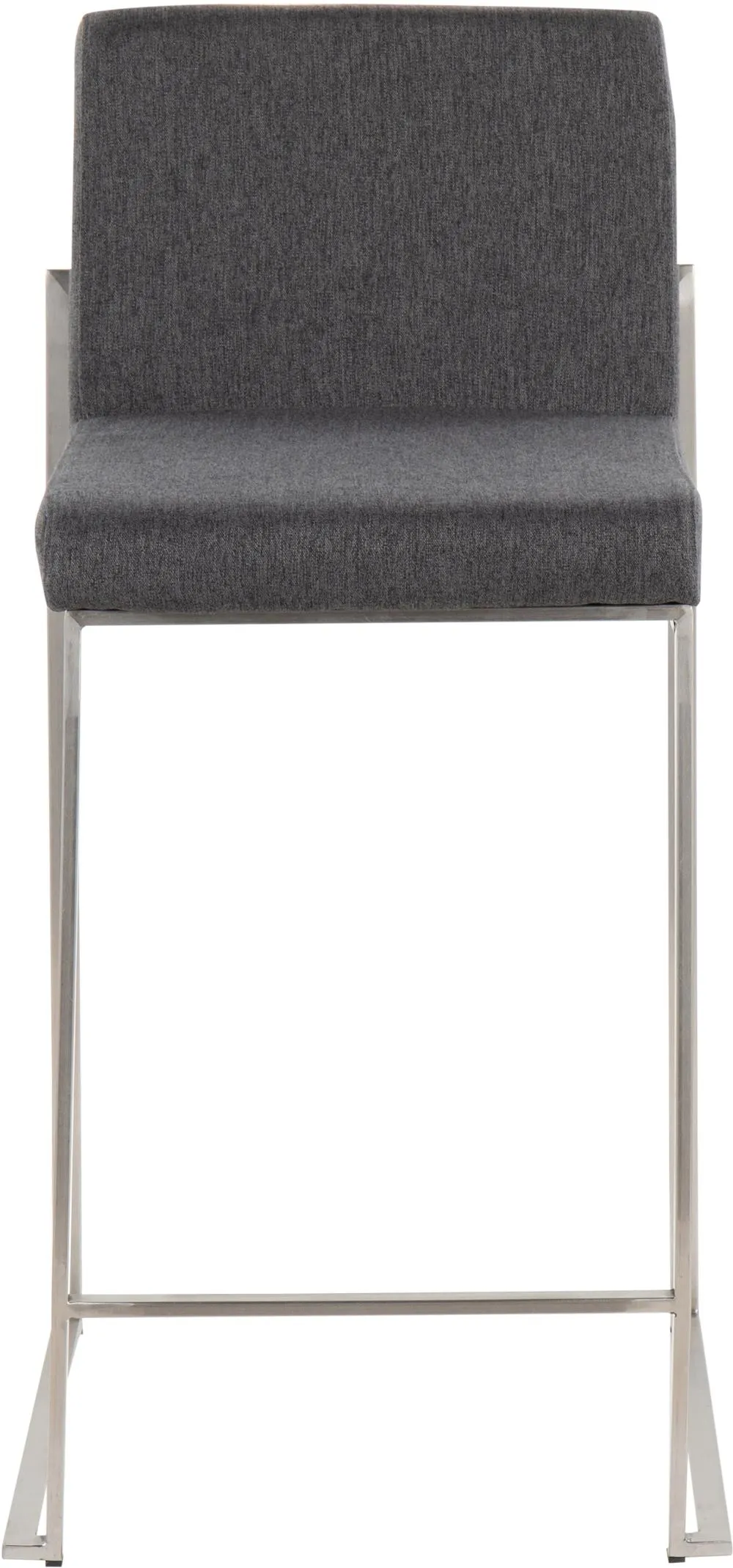 Fuji High Back Stainless & Charcoal Counter Stools, Set of 2