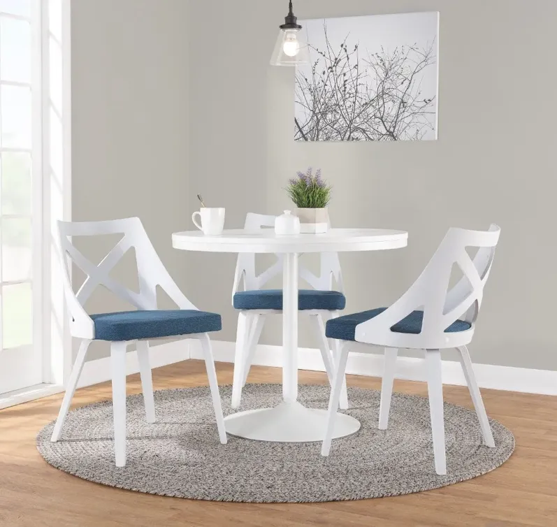 Charlotte White & Blue Dining Chairs, Set of 2