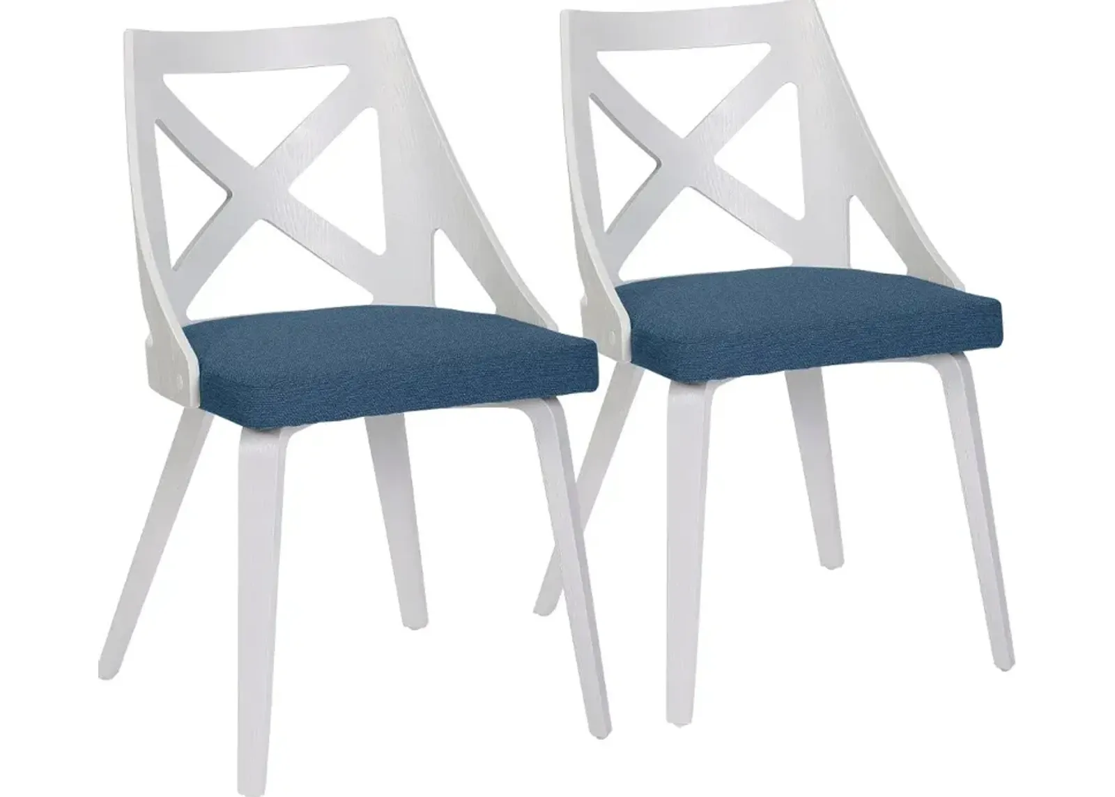 Charlotte White & Blue Dining Chairs, Set of 2