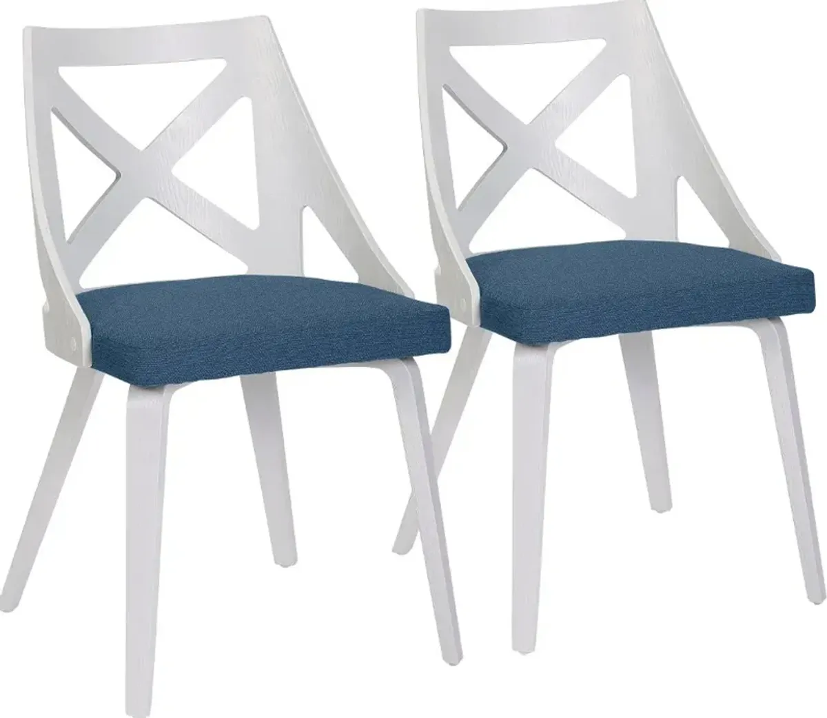 Charlotte White & Blue Dining Chairs, Set of 2