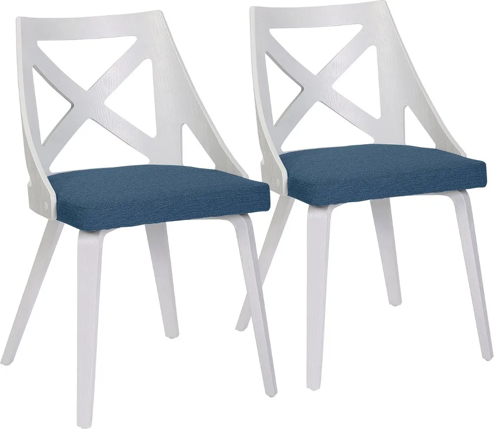 Charlotte White & Blue Dining Chairs, Set of 2