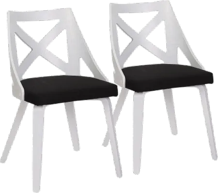 Charlotte White & Charcoal Dining Chairs, Set of 2