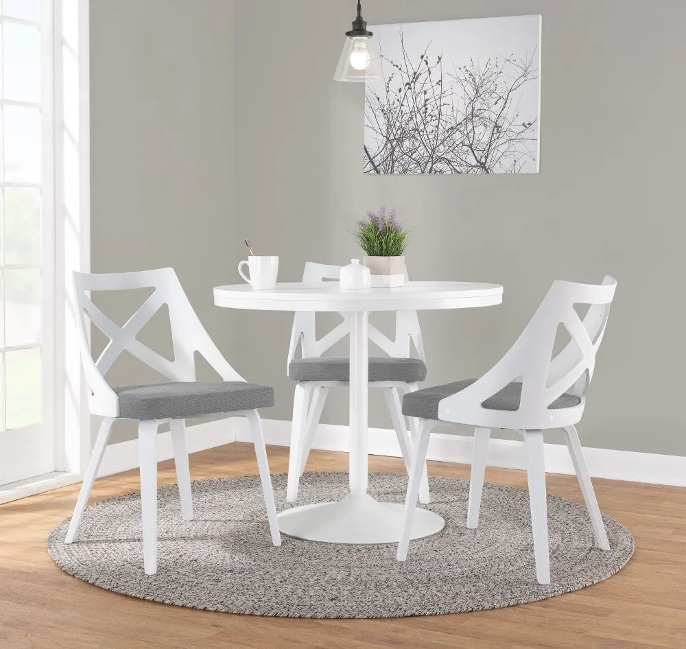 Charlotte White & Light Gray Dining Chairs, Set of 2