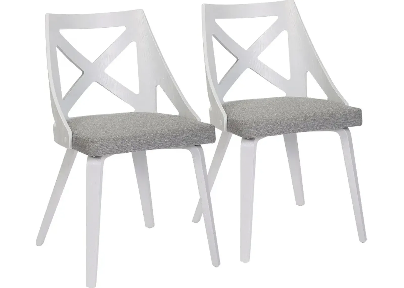 Charlotte White & Light Gray Dining Chairs, Set of 2