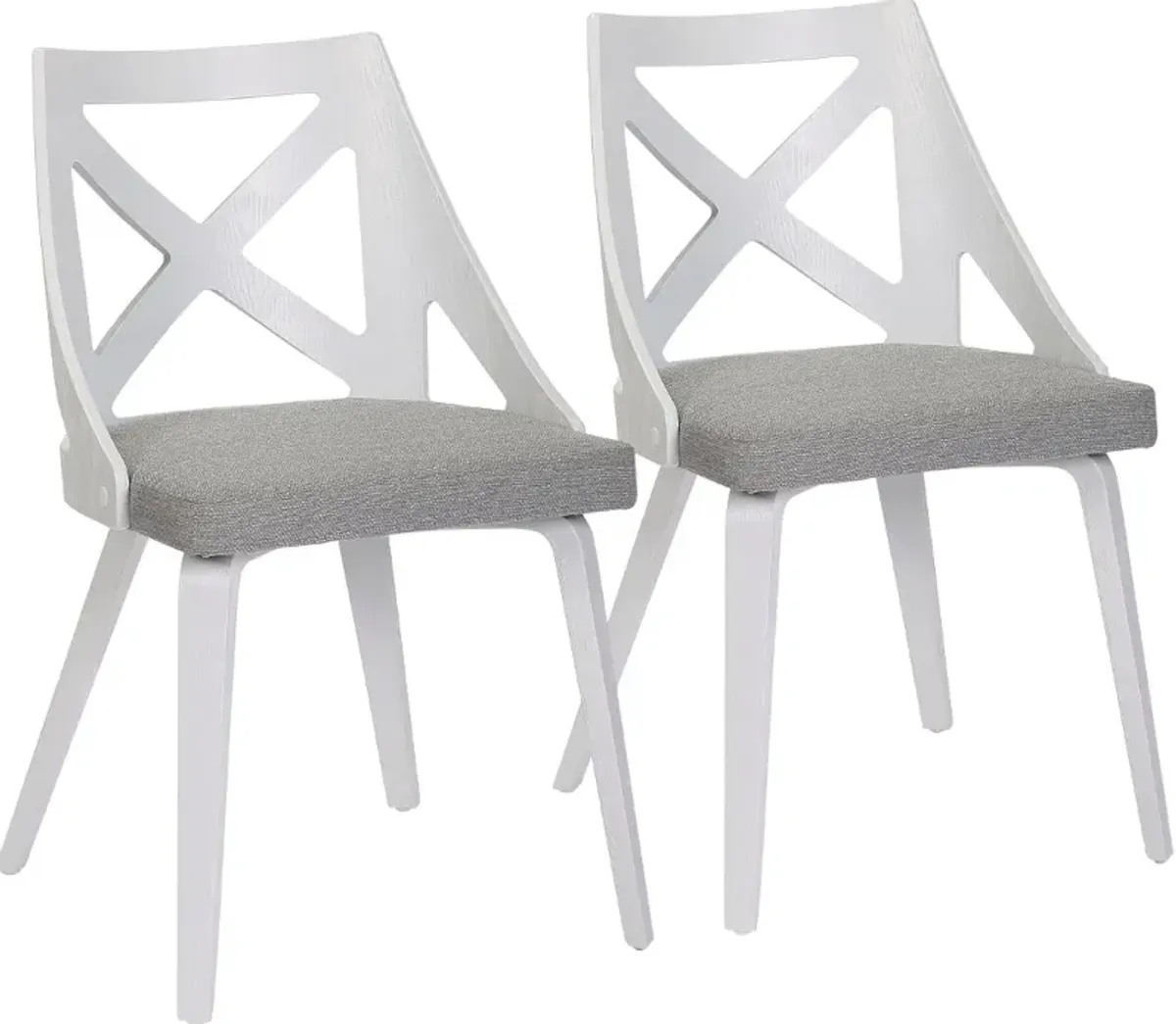 Charlotte White & Light Gray Dining Chairs, Set of 2