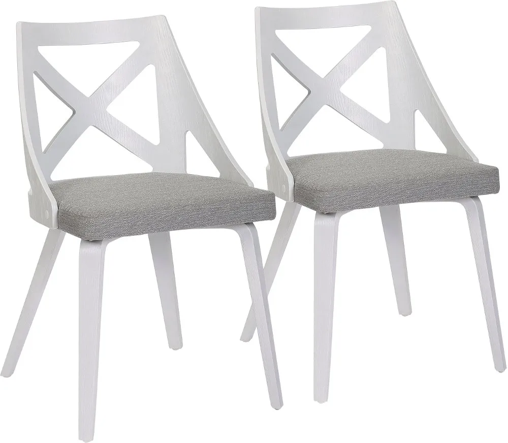 Charlotte White & Light Gray Dining Chairs, Set of 2