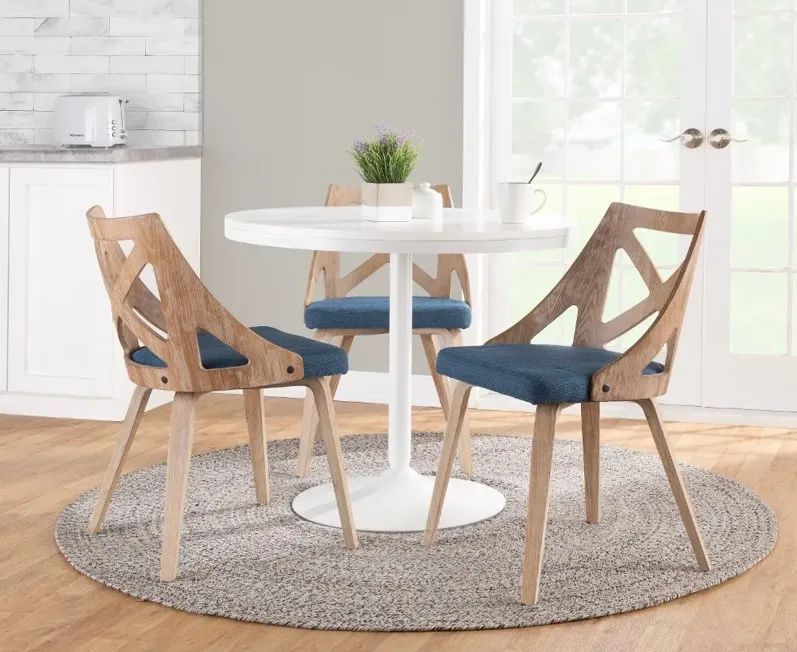 Charlotte Light Brown & Blue Dining Chairs, Set of 2