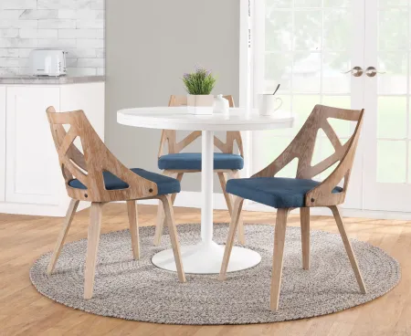 Charlotte Light Brown & Blue Dining Chairs, Set of 2