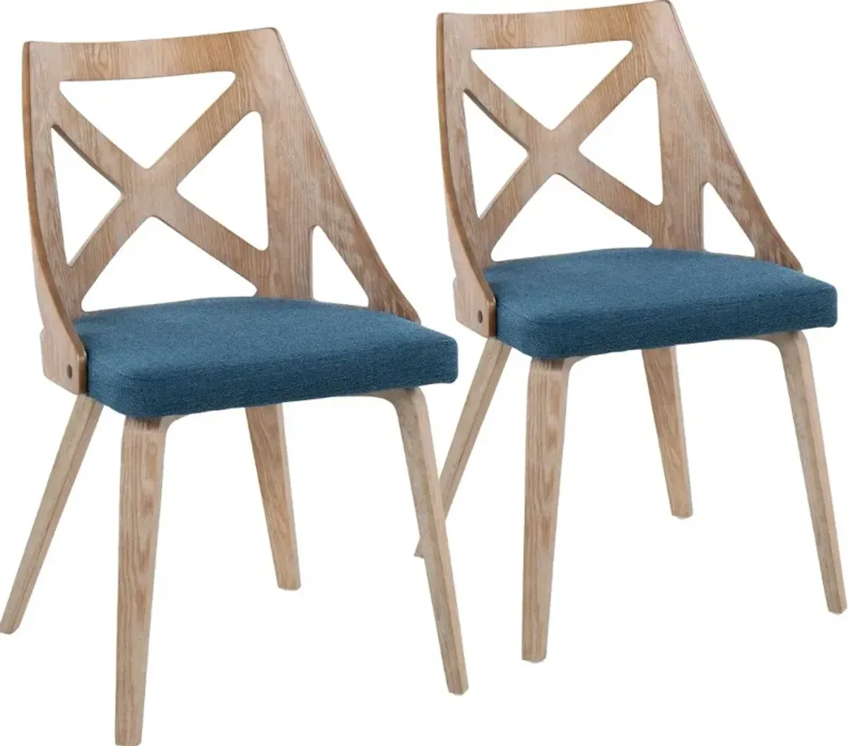 Charlotte Light Brown & Blue Dining Chairs, Set of 2