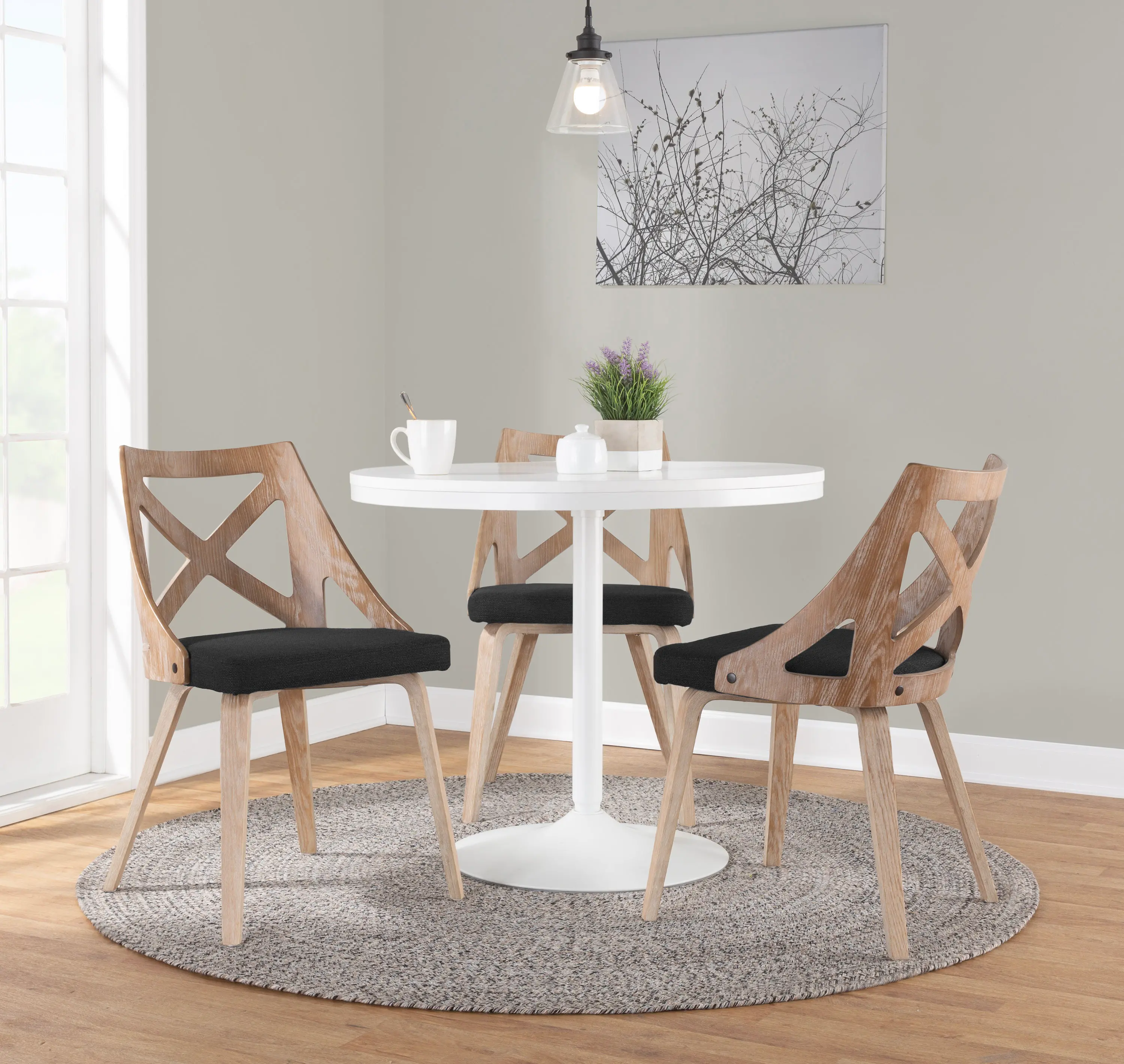 Charlotte Light Brown & Charcoal Dining Chairs, Set of 2