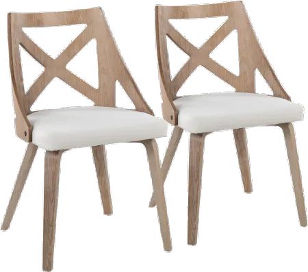 Charlotte Light Brown & Cream Dining Chairs, Set of 2