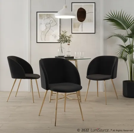 Fran Gold & Black Velvet Glam Dining Chairs, Set of 2