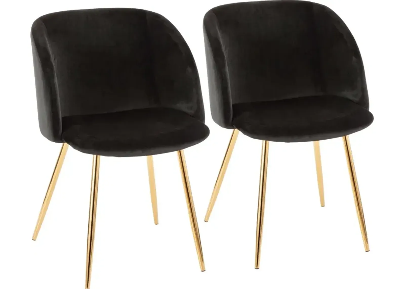 Fran Gold & Black Velvet Glam Dining Chairs, Set of 2