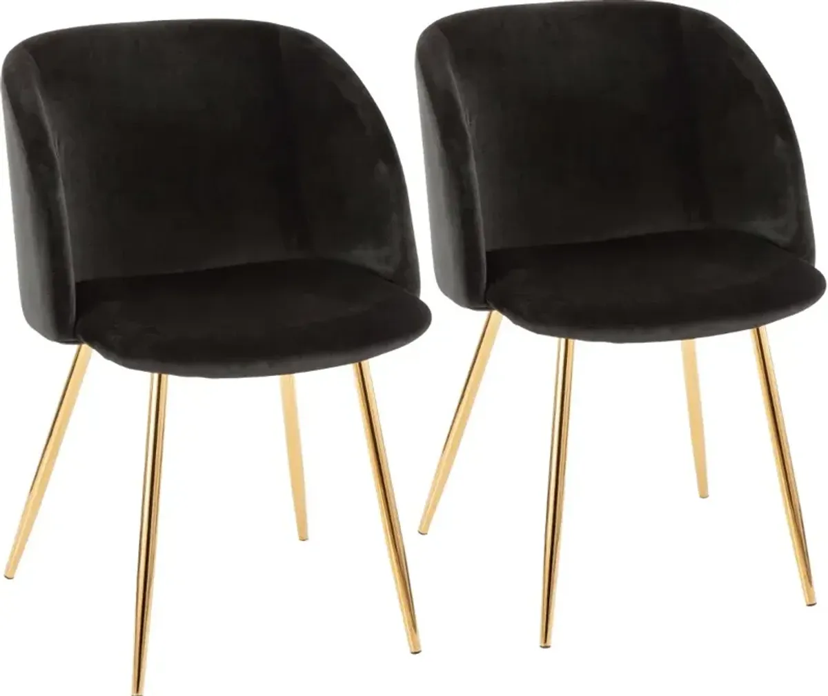 Fran Gold & Black Velvet Glam Dining Chairs, Set of 2