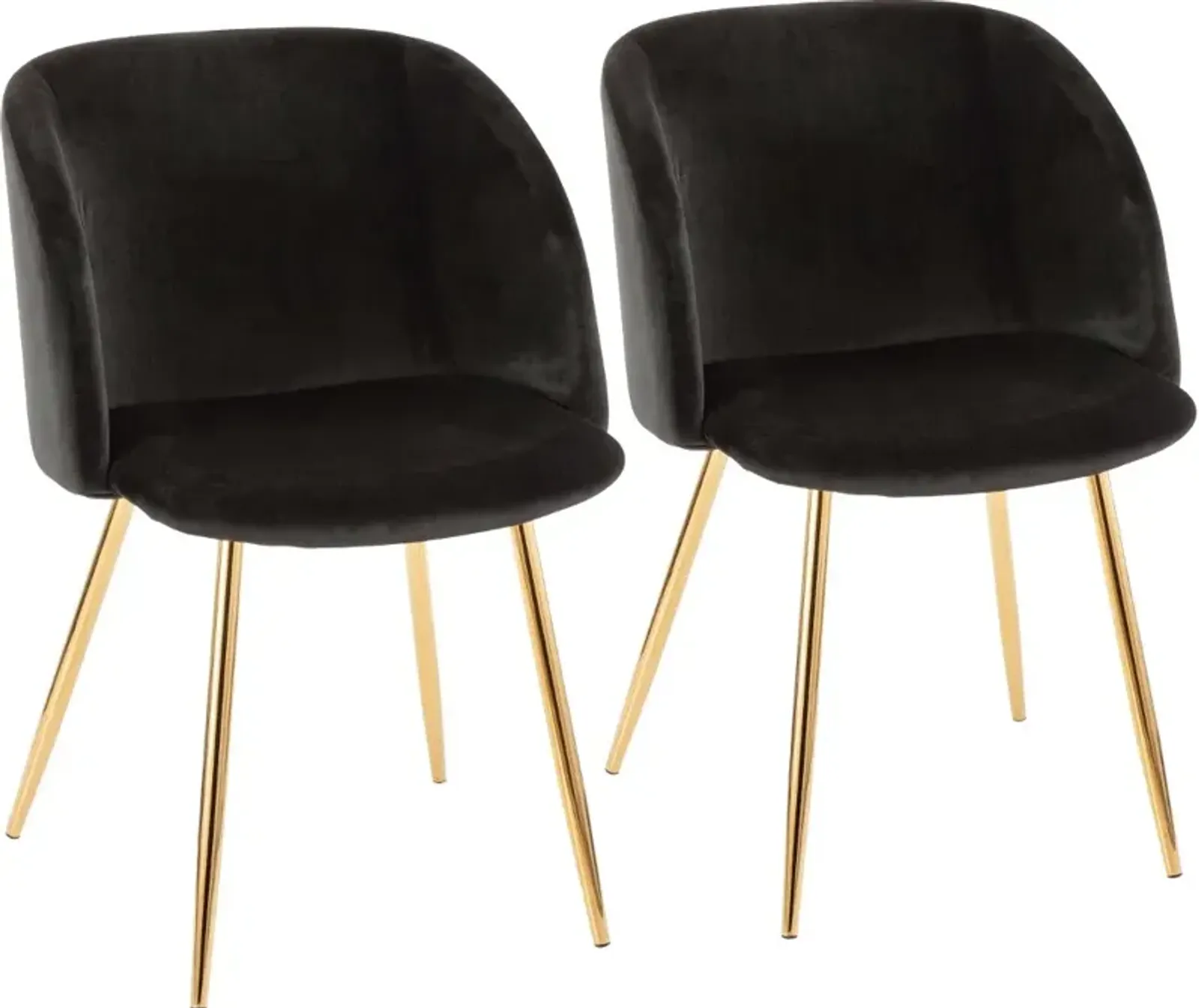 Fran Gold & Black Velvet Glam Dining Chairs, Set of 2