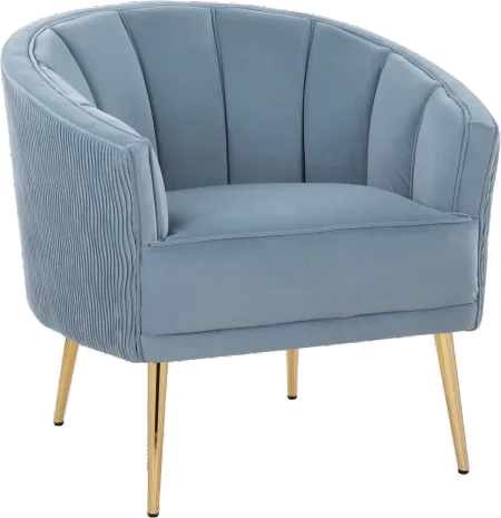 Tania Light Blue Pleated Waves Glam Accent Chair