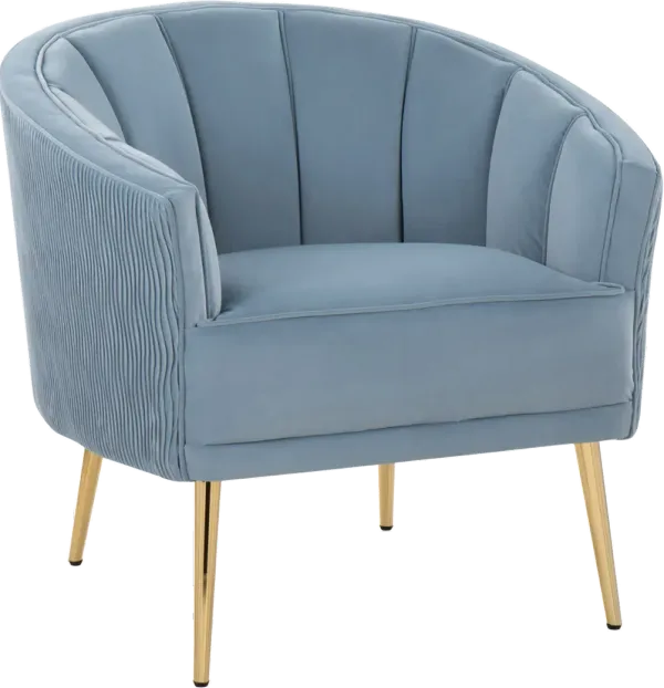 Tania Light Blue Pleated Waves Glam Accent Chair