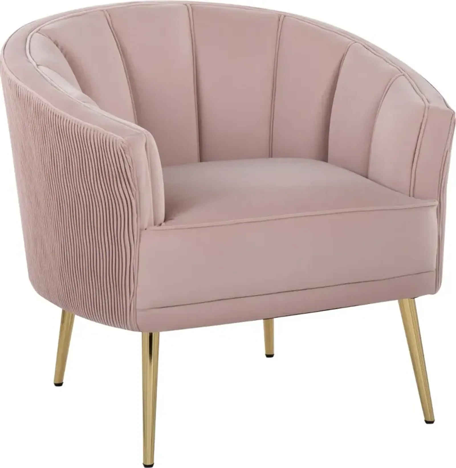 Tania Blush Pleated Waves Glam Accent Chair