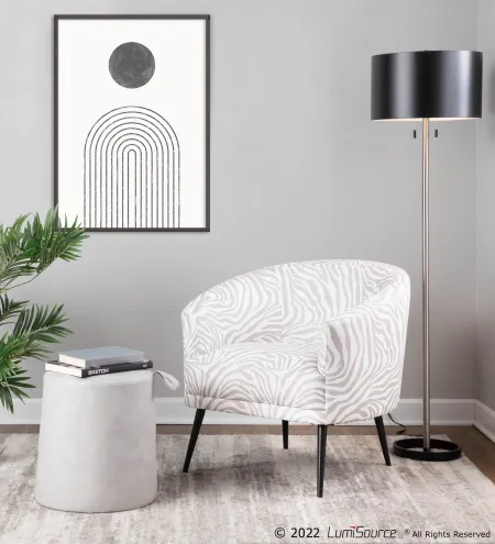 Tania Grey Zebra Print Accent Chair