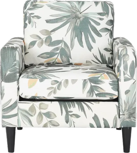 Wendy Contemporary Cream & Green Floral Accent Chair