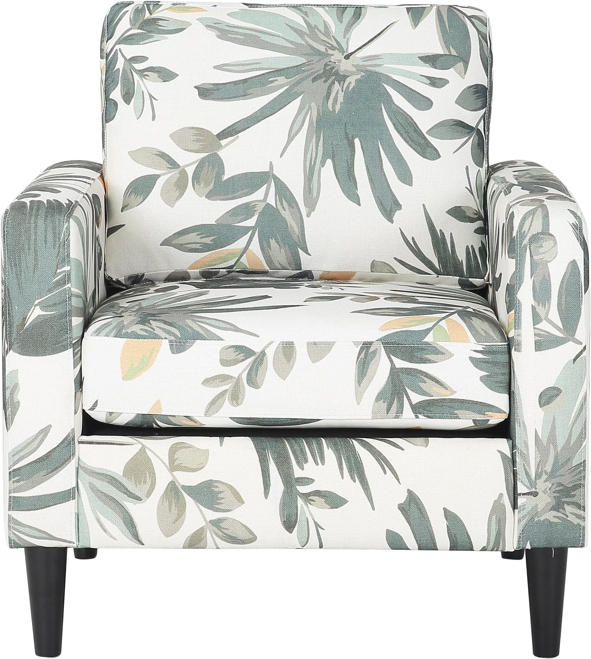 Wendy Contemporary Cream & Green Floral Accent Chair