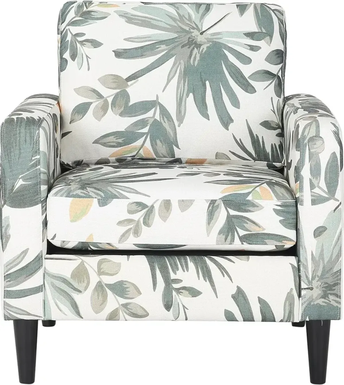 Wendy Contemporary Cream & Green Floral Accent Chair